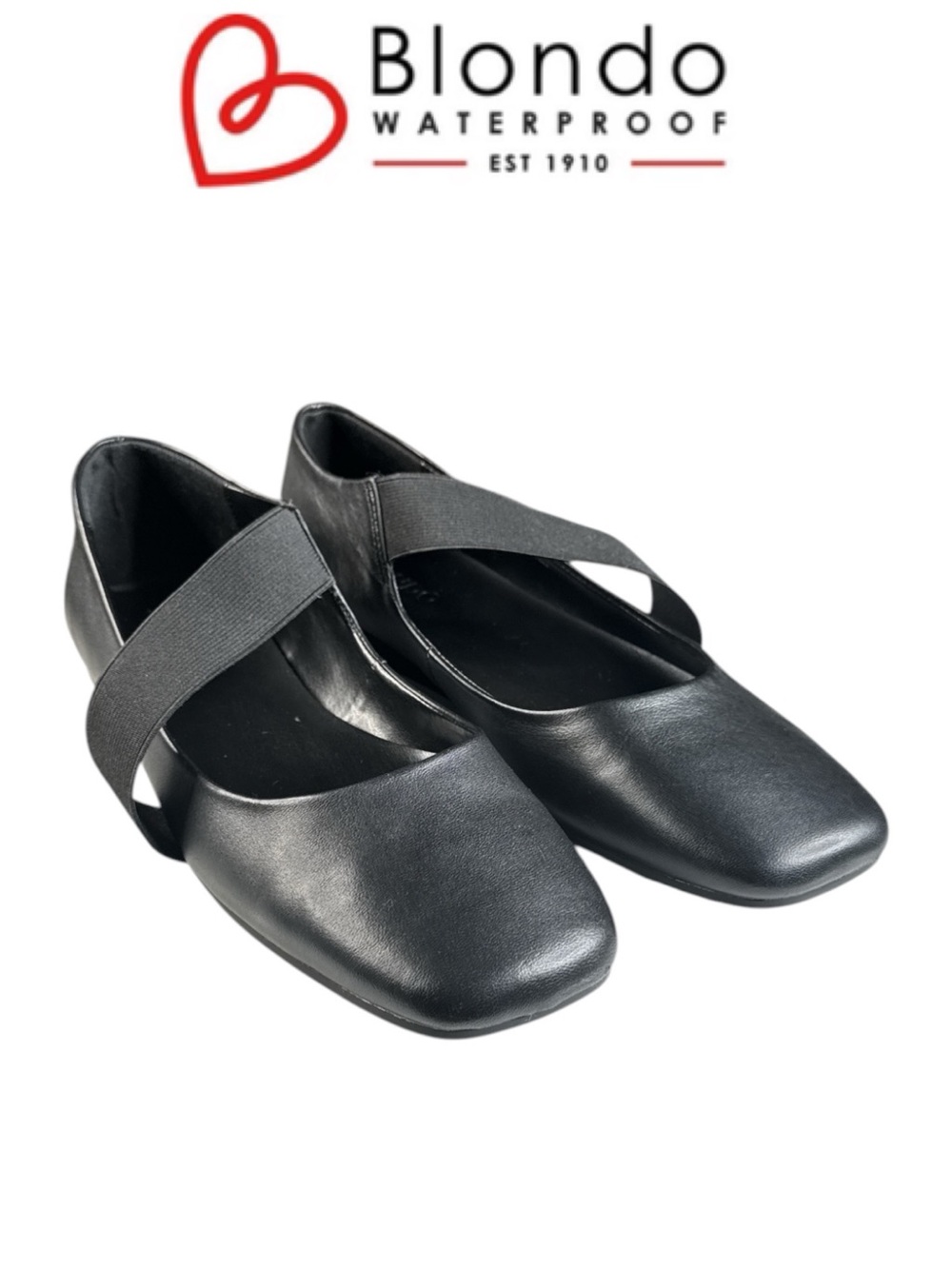 BLONDO BRIELLE BLACK LEATHER WATERPROOF SQUARE TOE BALLET FLATS SIZE 9